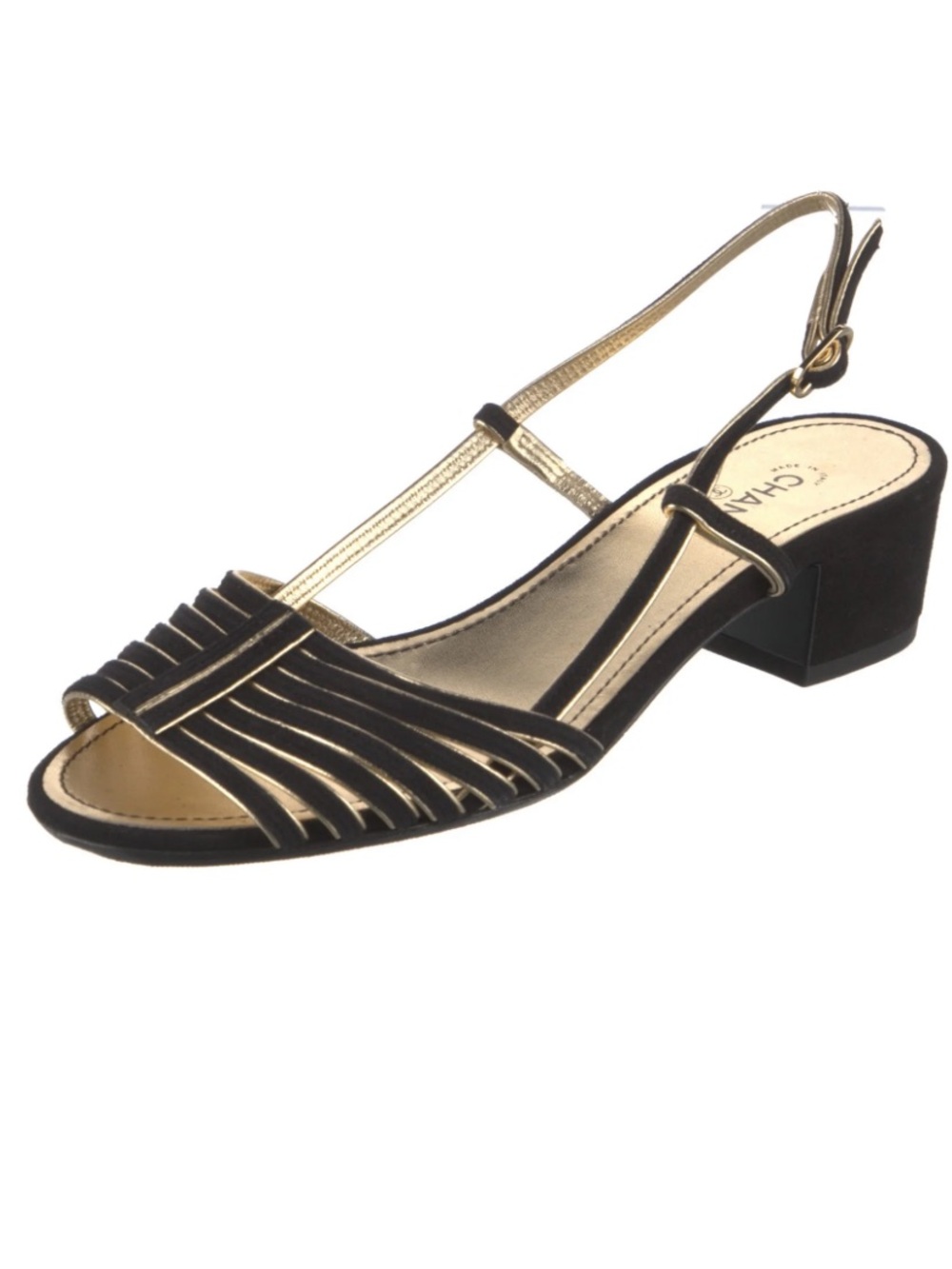 CHANEL 2021 Interlocking CC Logo T-Strap Sandals
